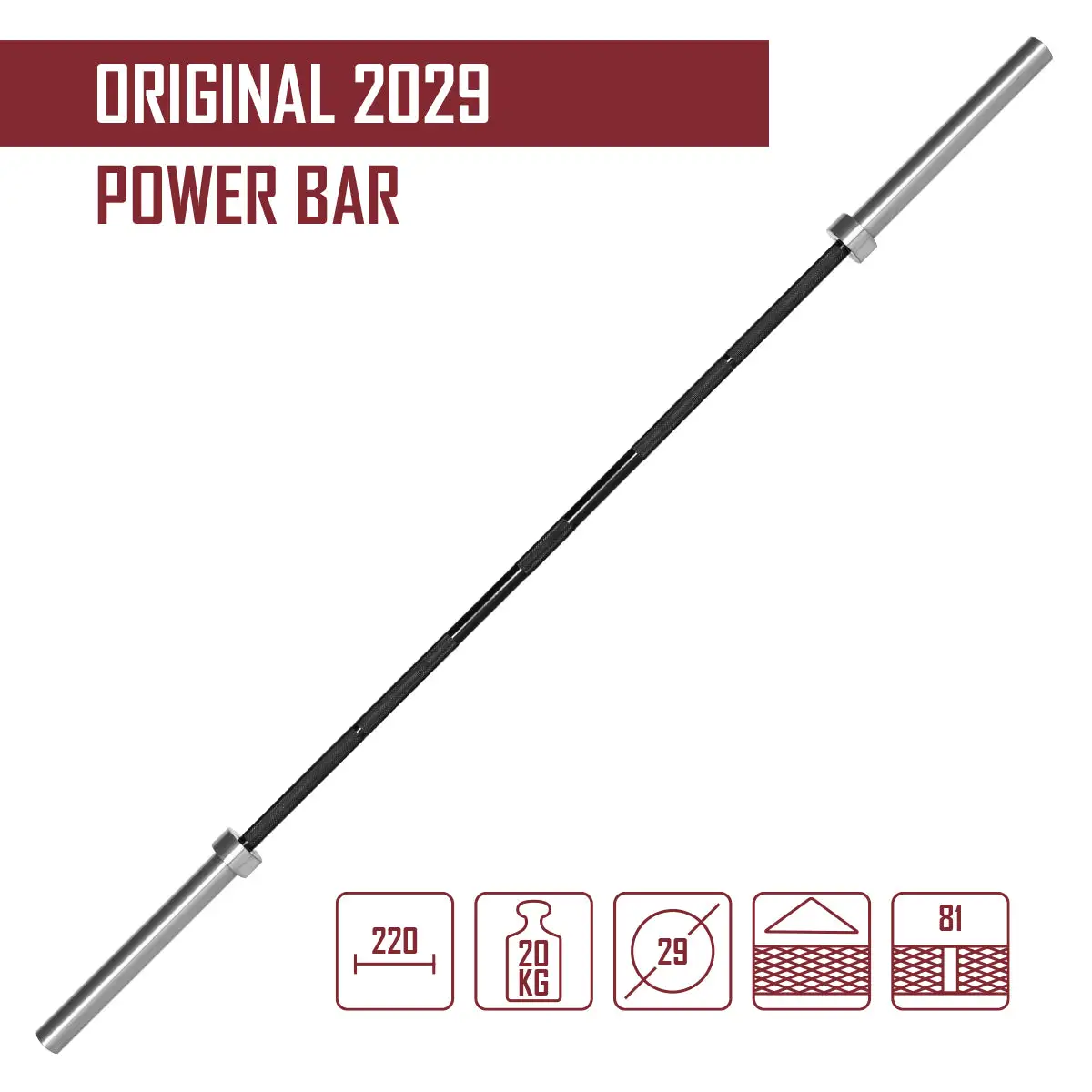 Strength Shop Original 2029 Power Bar, Black Shaft & Chrome Sleeves – Bild 2