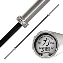 Strength Shop Kalibrierte 20kg Bastard Power Bar - Schwarzer Hantelschaft, IPF Zertifiziert
