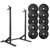 Strength Shop Basic Squat Stand Und 150KG Set Riot Bumper Plates, Schwarz