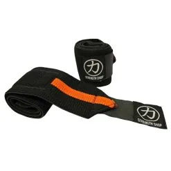 Strength Shop Handgelenkbandagen, Mittelfest, 1 Paar, Schwarz Orange - IPF/BVDK-STANDARD